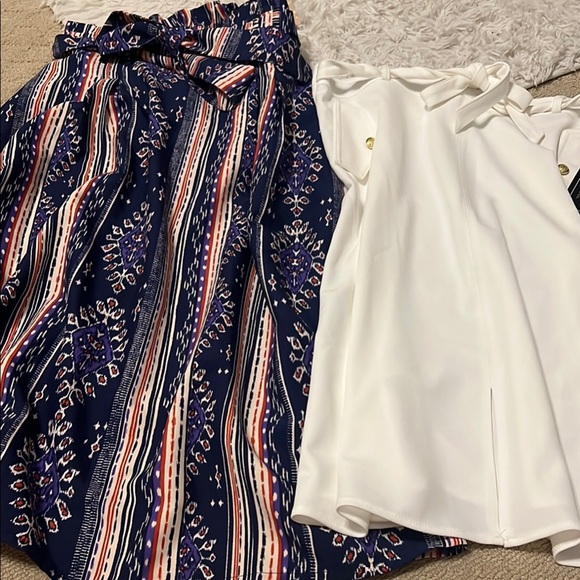 Stylish Navy and White Skirt Set - Picture 1 of 7